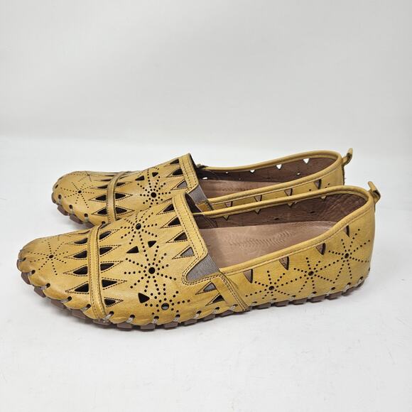 Spring Step Womens 12 43 Perforated Slip-On Shoes Fusaro Yellow S7 - Picture 3 of 8